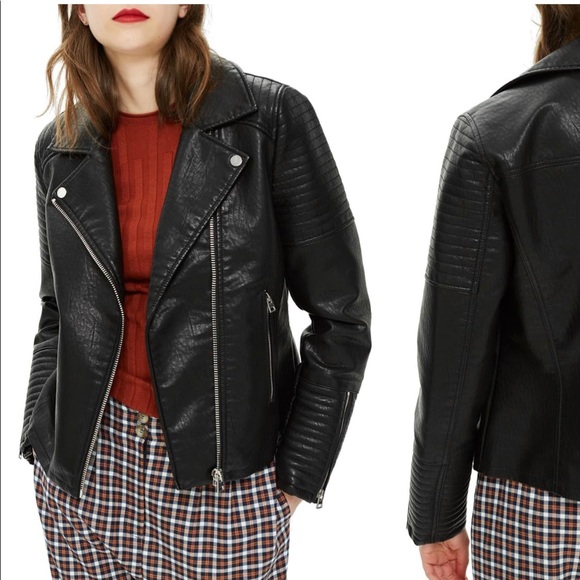 Topshop Rosa Faux Leather Biker Jacket - Picture 1 of 3